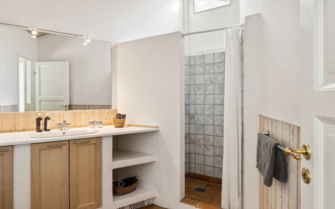 Magh - 400M from the Sea: Wall, Flooring, Interior Design, Floor, Plumbing Fixture, Bathroom Cabinet, Bathroom, Ceiling, Sink, Room