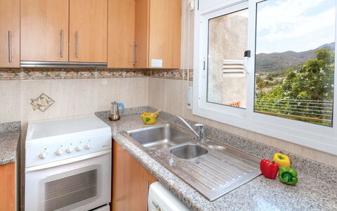 El Port de la Selva 101: Cabinetry, Countertop, Kitchen Sink, Tap, Property, Sink, Plumbing Fixture, Plant, Building, Kitchen