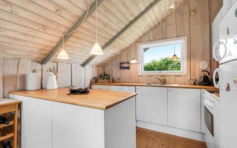 Angelie - 400M from the Sea: Wood, Flooring, Ceiling, Kitchen, Interior Design, Floor, Major Appliance, Light Fixture, Kitchen Appliance, Countertop
