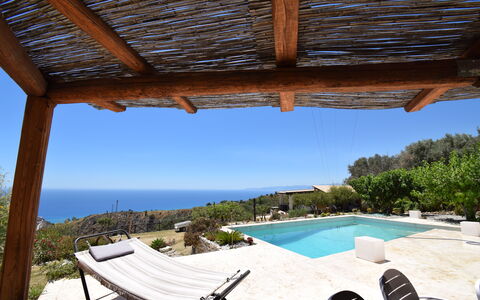 Villa Roccella Ionica, Sea View, a c: Sky, Property, Water, Shade, Swimming Pool, Outdoor Furniture, Interior Design, Plant, Leisure, Cottage