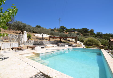 Villa Roccella Ionica, Sea View, a c: Water, Plant, Sky, Swimming Pool, Building, Tree, Outdoor Furniture, Leisure, Composite Material, Landscape