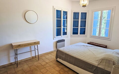 Villa G: Floor, Flooring, Interior Design, Wood, Ceiling, Furniture, Bedroom, Bed, Lighting, Room