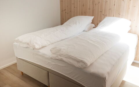 Nico - 600M from the Sea: Bedroom, Wood, Bed, Bed Sheet, Flooring, Bedding, Furniture, Floor, Textile, Linens