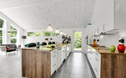 Patrice - 300M from the Sea: Kitchen, Wood, Countertop, Interior Design, Flooring, Ceiling, Major Appliance, Furniture, Cabinetry, Kitchen Appliance