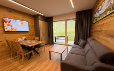 Rezidence Krakonoš 102 364.2: Table, Property, Furniture, Building, Wood, Comfort, Interior Design, Living Room, Flooring, Floor
