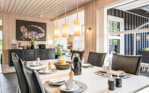 Fritzi - 1.7Km from the Sea: Interior Design, Furniture, Ceiling, Home, Kitchen & Dining Room Table, Light Fixture, Chair, Dining Room, Chandelier, Houseplant