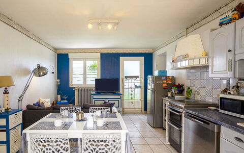 La Maison du Bonheur: Cabinetry, Countertop, Kitchen Appliance, Home Appliance, Kitchen, Lighting, Kitchen Stove, Interior Design, Floor, Gas Stove