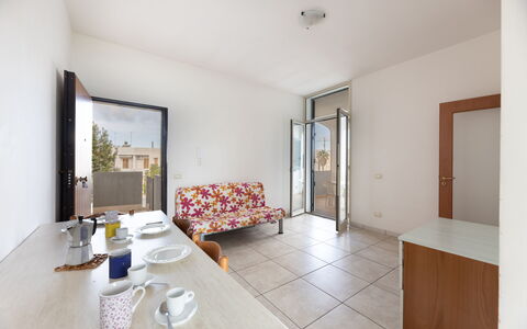 Andromeda Apartment In Gallipoli: Furniture, Table, Tableware, Building, Wood, Comfort, Interior Design, Flooring, Floor