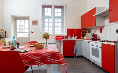 Saint Benoît: Furniture, Table, Property, Cabinetry, Window, Countertop, Interior Design, Architecture, Wood, Kitchen Stove