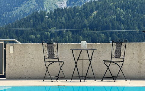 Villa Renate: Water, Furniture, Nature, Azure, Plant, Swimming Pool, Outdoor Furniture, Mountain, Tree, Slope