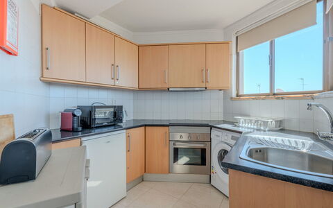 Excellent Seafront & Seaview: Kitchen, Flooring, Interior Design, Major Appliance, Countertop, Cabinetry, Floor, Kitchen Appliance, Apartment, Furniture