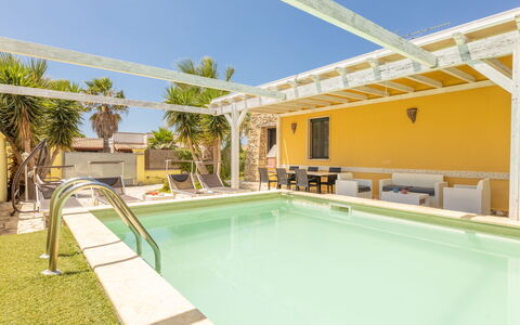 Villetta Estiva With Private Pool Gallipoli: Sky, Water, Property, Plant, Swimming Pool, Building, Shade, Window, Tree, Leisure
