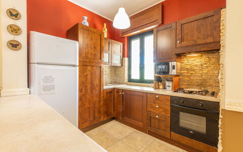 Villetta Estiva With Private Pool Gallipoli: Cabinetry, Countertop, Property, Building, Kitchen Appliance, Drawer, Wood, Kitchen, Lighting, Interior Design