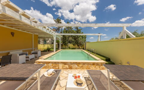 Villetta Estiva With Private Pool Gallipoli: Cloud, Sky, Property, Swimming Pool, Water, Azure, Building, Shade, Interior Design, Outdoor Furniture
