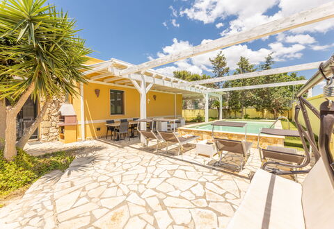 Villetta Estiva With Private Pool Gallipoli: Sky, Cloud, Building, Plant, Swimming Pool, House, Outdoor Furniture, Tree, Chair, Shade