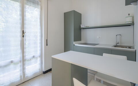 Pieve Ligure Seaside View, Wifi: Flooring, Interior Design, Furniture, Countertop, Kitchen, Floor, Home, Lighting, Ceiling, Cabinetry