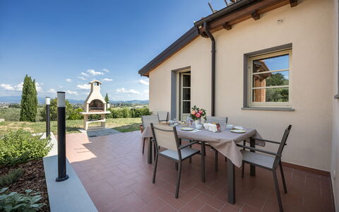 Villacolle 1, Poggio a Caiano, Hot Tub, Wifi, Ac: Table, Plant, Sky, Property, Furniture, Window, Cloud, Building, Azure, Flowerpot