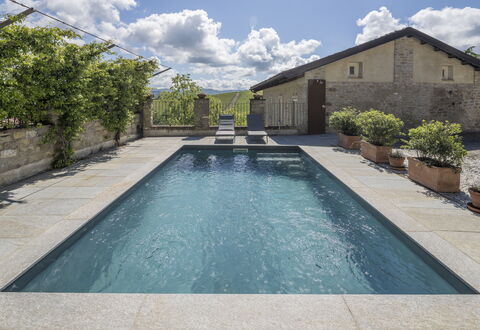 Arpusè - Cà Renato with Pool and Terrace: Swimming Pool, Composite Material, Water Feature, Flagstone, Tile