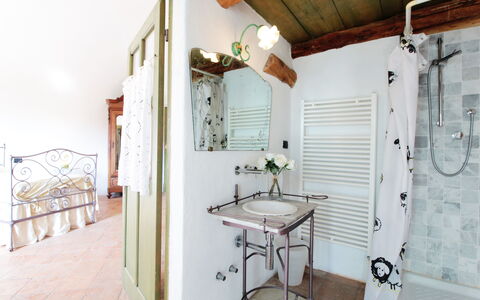 La Casa Dei Nonni, House With Private Pool, Torino: Tap, Property, Mirror, Sink, Plumbing Fixture, Bathroom, Interior Design, Building, Floor, Wood