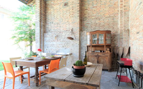 La Casa Dei Nonni, House With Private Pool, Torino: Table, Furniture, Plant, Property, Building, Flowerpot, Wood, Houseplant, Interior Design, Outdoor Furniture