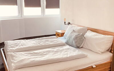 Achenkirch 300: Furniture, Comfort, Window, Bed Frame, Wood, Textile, Bed, Interior Design, Shade, Building