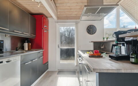 Soeren - 300M from the Sea: Kitchen, Countertop, Kitchen Appliance, Wood, Major Appliance, Furniture, Cabinetry, Interior Design, Ceiling, Flooring