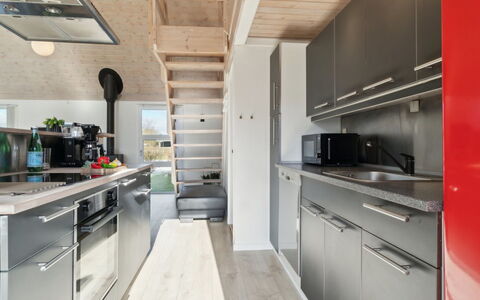 Soeren - 300M from the Sea: Kitchen, Flooring, Floor, Major Appliance, Kitchen Appliance, Countertop, Cabinetry, Cupboard, Wood Flooring, Home Appliance