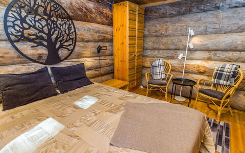 Kelokanerva: Bedroom, Bed, Bedding, Bed Sheet, Wood, Flooring, Interior Design, Floor, Furniture, Bed Frame