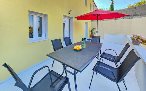 Sunrise: Sky, Property, Furniture, Table, Azure, Chair, Building, Window, Shade, Architecture