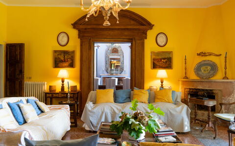 Il Giardino di Eugenia: Picture Frame, Furniture, Property, Table, Azure, Blue, Interior Design, Chair, Living Room, Yellow