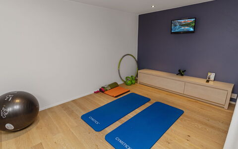 Holy Lake Chalet a: Flooring, Floor, Room, Exercise Equipment, Hardwood, Wood Flooring