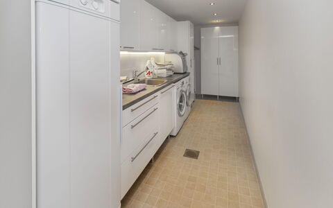 Holy Lake Chalet a: Flooring, Floor, Interior Design, Major Appliance, Ceiling, Room, Kitchen, Countertop, Kitchen Appliance, Cabinetry
