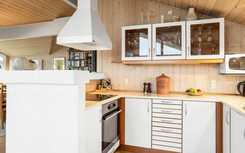 Udder - 250M from the Sea: Kitchen, Countertop, Furniture, Kitchen Appliance, Interior Design, Cabinetry, Flooring, Light Fixture, Wood, Ceiling