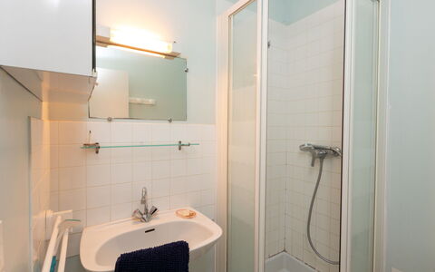 La Solaine: Tap, Plumbing Fixture, Sink, Building, Bathroom, Mirror, Bathroom Sink, Shower, Interior Design