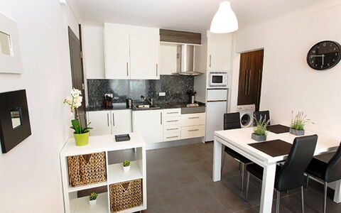 Empuriabrava 218: Furniture, Room, Property, Kitchen, Interior Design, Countertop, Building, Cabinetry, Floor, House