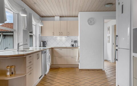 Kalli - 100M from the Sea: Flooring, Floor, Interior Design, Wood, Cabinetry, Kitchen, Countertop, Ceiling, Kitchen Appliance, Home