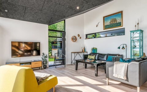 Jahn - 250M to the Fjord: Interior Design, Furniture, Flooring, Wall, Ceiling, Wood, Floor, Room, Light Fixture, Living Room