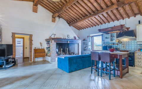 Podere Palazzetto: Wood, Interior Design, Floor, Flooring, Beam, Living Room, House, Table, Real Estate, Leisure