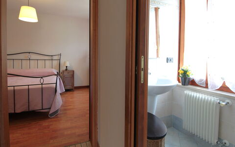 Apartment With Garden, Del Corlo Lake, Belluno: Property, Furniture, Textile, Lighting, Interior Design, Comfort, Plant, Wood, Floor, Real Estate