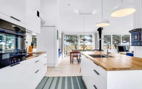 Kaila - 50M from the Sea: Kitchen, Flooring, Countertop, Interior Design, Wood, Furniture, Floor, Wood Flooring, Ceiling, Cabinetry