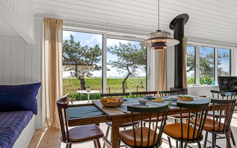Kaila - 50M from the Sea: Furniture, Interior Design, Wood, Chair, Table, Kitchen & Dining Room Table, Ceiling, Dining Room, Flooring, Lighting