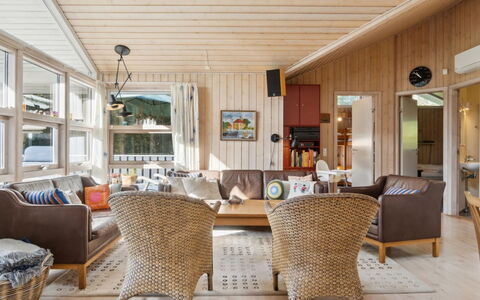 Tyyne - 250M from the Sea: Furniture, Interior Design, Wood, Ceiling, Couch, Floor, Flooring, Living Room, Chair, Table