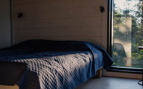 Sjöboda Hill: Wood, Bedroom, Bed Sheet, Bed, Furniture, Floor, Bedding, Bed Frame, Room, Hardwood