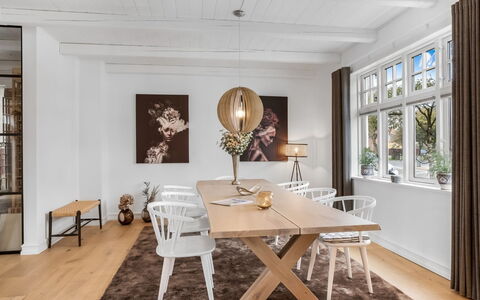 Alexi - 500M from the Sea: Furniture, Flooring, Interior Design, Floor, Wood Flooring, Wood, Table, Kitchen & Dining Room Table, Dining Room, Chair
