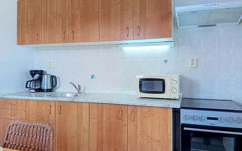 Green Valley Park Stárkov 10: Cabinetry, Flooring, Furniture, Wood, Countertop, Interior Design, Kitchen, Kitchen Appliance, Floor, Major Appliance