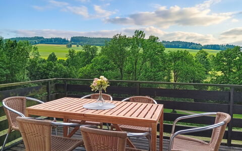 Green Valley Park Stárkov 5: Furniture, Outdoor Furniture, Chair, Table, Outdoor Table, Kitchen & Dining Room Table, Hardwood, Garden, Shade, Wood Stain