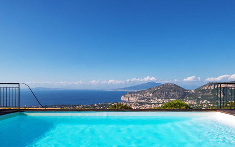 Villa Golfo Di Napoli With Private Pool: Water, Sky, Building, Blue, Swimming Pool, Plant, Natural Landscape, Tree, Cloud, Coastal And Oceanic Landforms