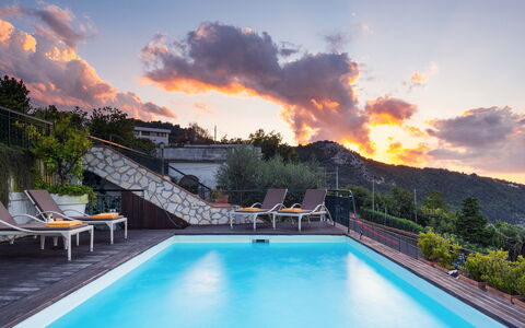 Villa Golfo Di Napoli With Private Pool: Water, Cloud, Sky, Plant, Furniture, Building, Nature, Swimming Pool, Azure, Tree