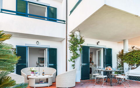 Villa Golfo Di Napoli With Private Pool: Plant, Furniture, Building, Window, Table, Azure, Houseplant, Chair, Flowerpot, Interior Design