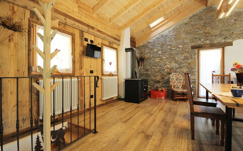 Baita La Ciamorza, Dolomiti, Veneto: Property, Picture Frame, Table, Wood, Interior Design, Flooring, Floor, Chair, Wood Stain, Beam